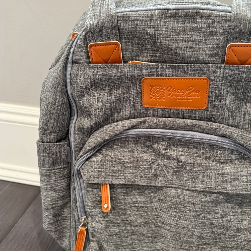 Yazzy Boa Gray and Brown Women’s Men’s Diaper Bag Backpack For Babies Toddlers - Picture 3 of 12